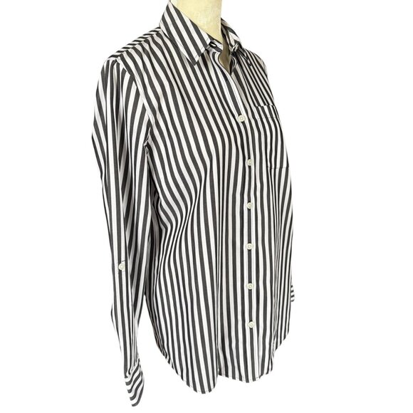 Lands' End black and white striped long sleeve button down boyfriend tunic XS - Picture 2 of 10